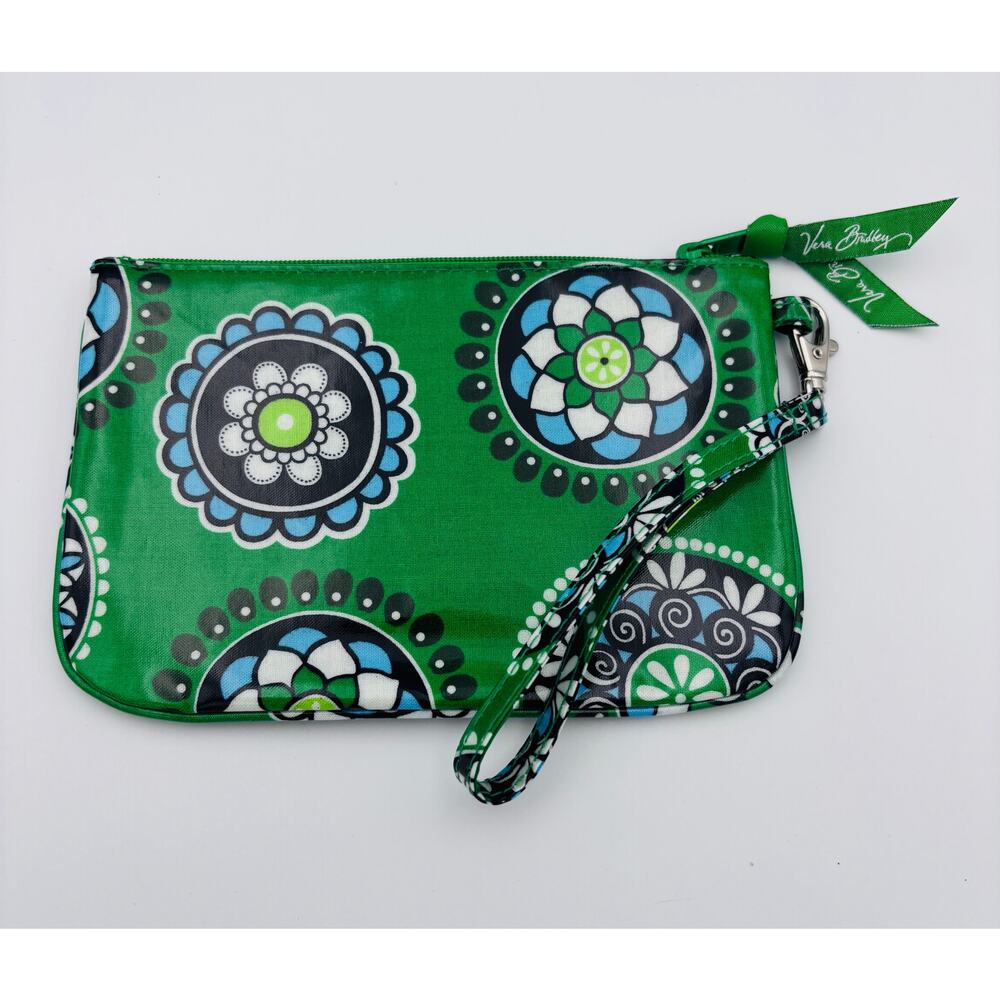 Vera Bradley Cupcakes Green Wristlet Zip Cosmetic Travel Clutch Retired Print - Picture 4 of 7